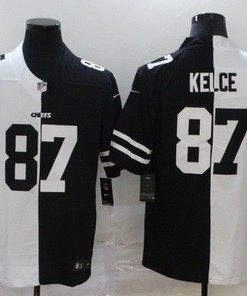 Kansas City Chiefs Travis Kelce #87 Nfl 2020 Black And White Jersey - Robokeg
