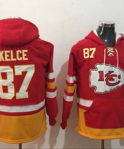 Kansas City Chiefs Travis Kelce #87 Nfl 2020 Red Hoodie Jersey - Robokeg