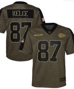 Kansas City Chiefs Travis Kelce 87 Nfl Olive 2021 Salute To Service Game Men Jersey For Chiefs Fans - Robokeg