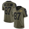 Kansas City Chiefs Travis Kelce 87 Nfl Olive 2021 Salute To Service Limited Player Men Jersey For Chiefs Fans - Robokeg