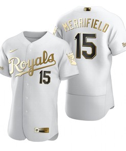 Kansas City Royals #15 Whit Merrifield Mlb Golden Brandedition White Jersey Gift For Royals Fans - Robokeg