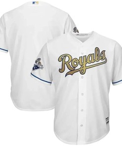 Kansas City Royals 2015 World Series Champions Gold Program Cool Base Jersey - White - Robokeg