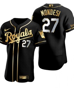 Kansas City Royals #27 Adalberto Mondesi Mlb Golden Brandedition Black Jersey Gift For Royals Fans - Robokeg