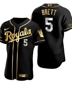 Kansas City Royals #5 George Brett Mlb Golden Brandedition Black Jersey Gift For Royals Fans - Robokeg
