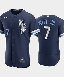 Kansas City Royals Bobby Witt Jr. 7 Navy 2022-23 City Connect Jersey - Robokeg