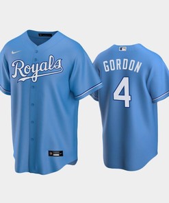 Kansas City Royals Jersey, Royals 4 Alex Gordon Alternate Jersey Light Blue Jersey - Robokeg