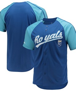 Kansas City Royals Stitches Button-down Raglan Replica Jersey - Royal Mlb - Robokeg