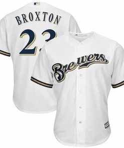 Keon Broxton Milwaukee Brewers Home Cool Base Player Jersey - White - Robokeg