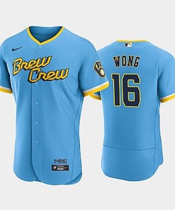 Kolten Wong 16 2022-23 City Connect Milwaukee Brewers Jersey - Powder Blue - Robokeg