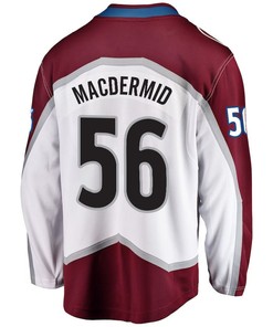 Kurtis MacDermid 56 Colorado Avalanche Stanley Cup 2023 Playoffs Patch Away Breakaway Men Jersey - White - Robokeg