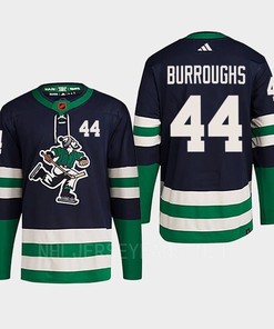 Kyle Burroughs 44 Reverse Retro 2.0 2022 Vancouver Canucks Navy Jersey Primegreen - Robokeg