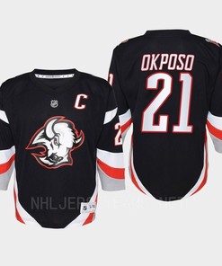 Kyle Okposo 21 Buffalo Sabres 2022-23 Goathead Third Player Youth Jersey Black - Robokeg