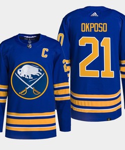Kyle Okposo 21 Buffalo Sabres Royal Jersey 2022-23 Captain Patch Primegreen - Robokeg