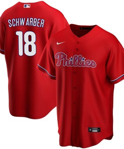 Kyle Schwarber 18 Philadelphia Phillies Alternate Player Jersey - Red Jersey - Robokeg