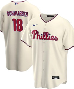 Kyle Schwarber 18 Philadelphia Phillies Alternate Player Name Jersey - Cream Jersey - Robokeg