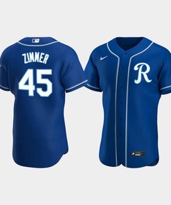 Kyle Zimmer 45 Kansas City Royals Team Logo Royal Alternate Jersey - Robokeg