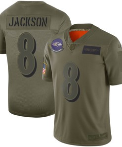 Lamar Jackson Baltimore Ravens Nike Youth 2019 Salute To Service Game Jersey - Olive - Robokeg