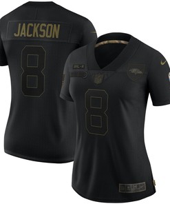 Lamar Jackson Baltimore Ravens Womens 2020 Salute To Service Limited Jersey - Black - Robokeg