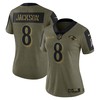 Lamar Jackson Baltimore Ravens Womens 2021 Salute To Service Limited Player Jersey - Olive Nfl - Robokeg