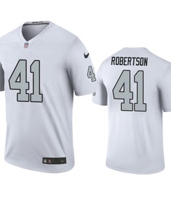 Las Vegas Raiders Amik Robertson White Color Rush Legend Jersey - Robokeg