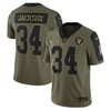 Las Vegas Raiders Bo Jackson 34 Nfl Olive 2021 Salute To Service Retired Player Men Jersey For Raiders Fans - Robokeg