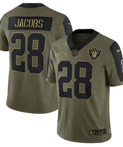 Las Vegas Raiders Josh Jacobs 28 Nfl Olive 2021 Salute To Service Retired Player Men Jersey For Raiders Fans - Robokeg