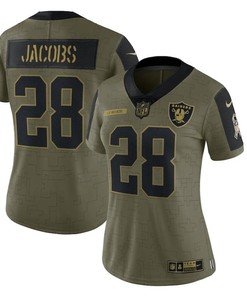 Las Vegas Raiders Josh Jacobs 28 Nfl Olive 2021 Salute To Service Retired Player Women Jersey For Raiders Fans - Robokeg