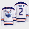 Lee Fogolin 2 Edmonton Oilers White Jersey 2022 Hall Of Fame Patch Away - Robokeg