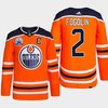 Lee Fogolin 2 Hall Of Fame Patch 2022 Edmonton Oilers Orange Jersey - Robokeg
