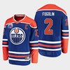 Lee Fogolin 2 Hall Of Fame Patch 2022 Edmonton Oilers Royal Jersey Home - Robokeg