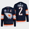 Lee Fogolin 2 Hall of Fame patch 2022 Edmonton Oilers Navy Jersey Reverse Retro 2.0 - Robokeg