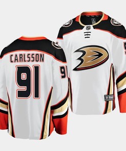 Leo Carlsson #91 Anaheim Ducks 2023 NHL Draft Away Men Jersey - White - Robokeg
