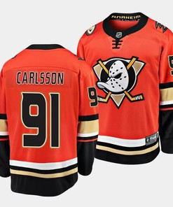Leo Carlsson #91 Anaheim Ducks 2023 NHL Draft Home Men Jersey - Orange - Robokeg