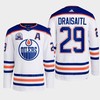 Leon Draisaitl 29 Edmonton Oilers White Jersey 2022 Lee Ryan Hall Of Fame Patch Away - Robokeg