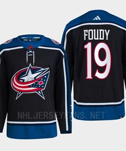 Liam Foudy 19 Reverse Retro 2.0 2022 Columbus Blue Jackets Navy Jersey Primegreen - Robokeg