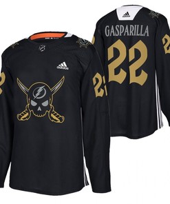 Lightning 2022 Pirate-themed Warmup Black Gasparilla inspired Jersey 22 Jersey - Robokeg
