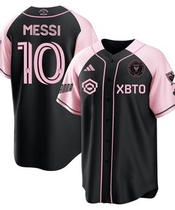 Lionel Messi Inter Miami Baseball Cool Base Jersey - Stitched Men Jersey - Black Pink - Robokeg