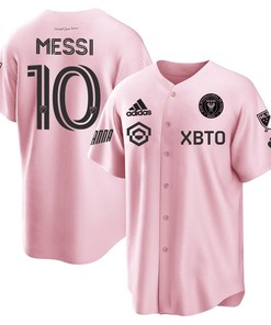 Lionel Messi Inter Miami Baseball Cool Base Jersey - Stitched Men Jersey - Pink - Robokeg