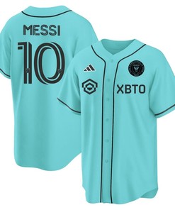 Lionel Messi Inter Miami Baseball Cool Base Jersey - Stitched Men Jersey - Tourquise - Robokeg