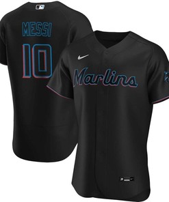 Lionel Messi Miami Marlins Baseball Cool Base Elite Jersey - Stitched Men Jersey - Black - Robokeg