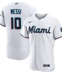 Lionel Messi Miami Marlins Baseball Cool Base Elite Jersey - Stitched Men Jersey - White - Robokeg