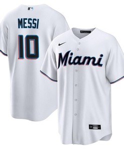 Lionel Messi Miami Marlins Baseball Cool Base Jersey - Stitched Men Jersey - White - Robokeg