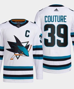 Logan Couture 39 San Jose Sharks White Jersey 2022-23 Away Primegreen - Robokeg