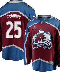 Logan O'Connor 25 Colorado Avalanche Stanley Cup 2023 Playoffs Patch Home Breakaway Men Jersey - Burgundy - Robokeg