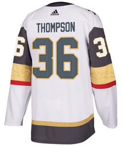 Logan Thompson 36 Vegas Golden Knights Stanley Cup 2023 Champions Patch Away Breakaway Men Jersey - White - Robokeg