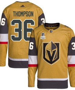 Logan Thompson 36 Vegas Golden Knights Stanley Cup 2023 Final Patch Home Breakaway Men Jersey - Gold - Robokeg