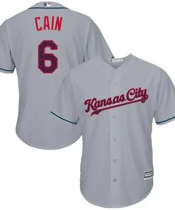 Lorenzo Cain Kansas City Royals Fashion Stars And Stripes Cool Base Player Jersey - Gray - Robokeg
