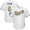 Lorenzo Cain Kansas City Royals World Series Champions Gold Program Cool Base Player Jersey - White - Robokeg