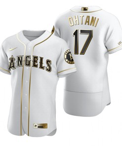 Los Angeles Angels #17 Shohei Ohtani Mlb Golden Brandedition White Jersey Gift For Angels Fans - Robokeg