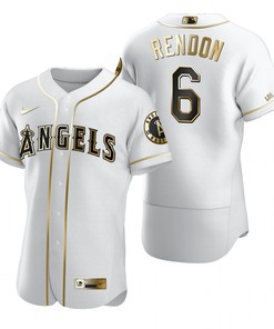 Los Angeles Angels #6 Anthony Rendon Mlb Golden Brandedition White Jersey Gift For Angels Fans - Robokeg